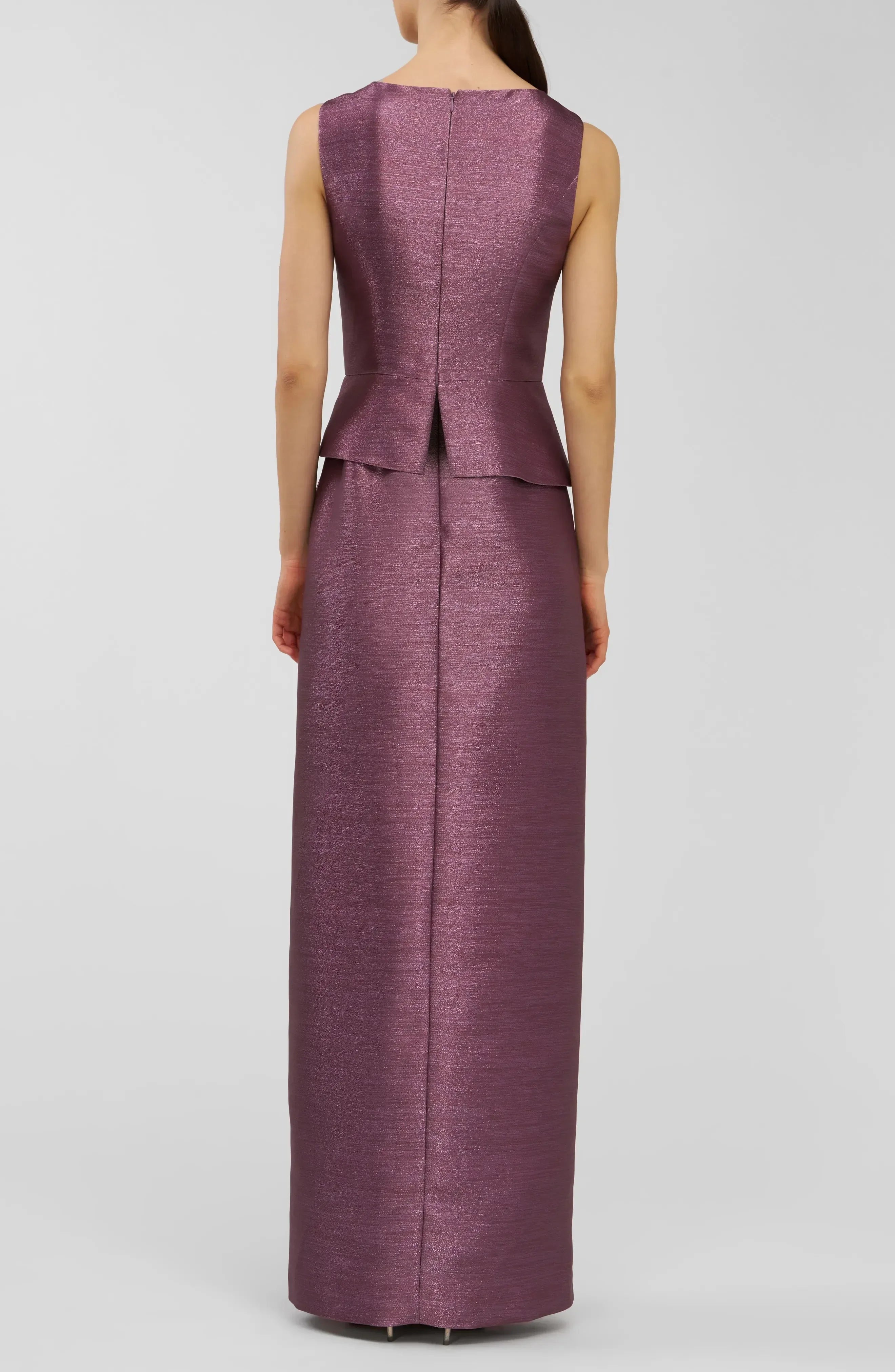 Sophisticated Peplum V Neck Sleeveless Zipper Back Floor Length Evening Dress