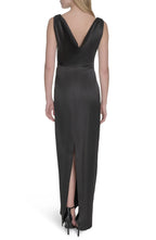 Sophisticated Sheath Boat Neck Sleeveless Draped Back Floor Length Evening Dress