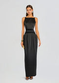 Sophisticated Sheath Boat Neck Sleeveless Open Back Floor Length Plus Size Evening Dress