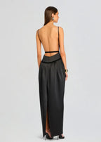 Sophisticated Sheath Boat Neck Sleeveless Open Back Floor Length Plus Size Evening Dress