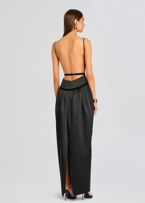 Sophisticated Sheath Boat Neck Sleeveless Open Back Floor Length Plus Size Evening Dress