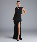 Sophisticated Trumpet Cut Out Neck Cap Sleeve Open Back Floor Length Prom Dress