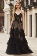 A-Line Spaghetti Straps Sleeveless Backless Floor-Length Prom Dress