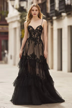A-Line Spaghetti Straps Sleeveless Backless Floor-Length Prom Dress
