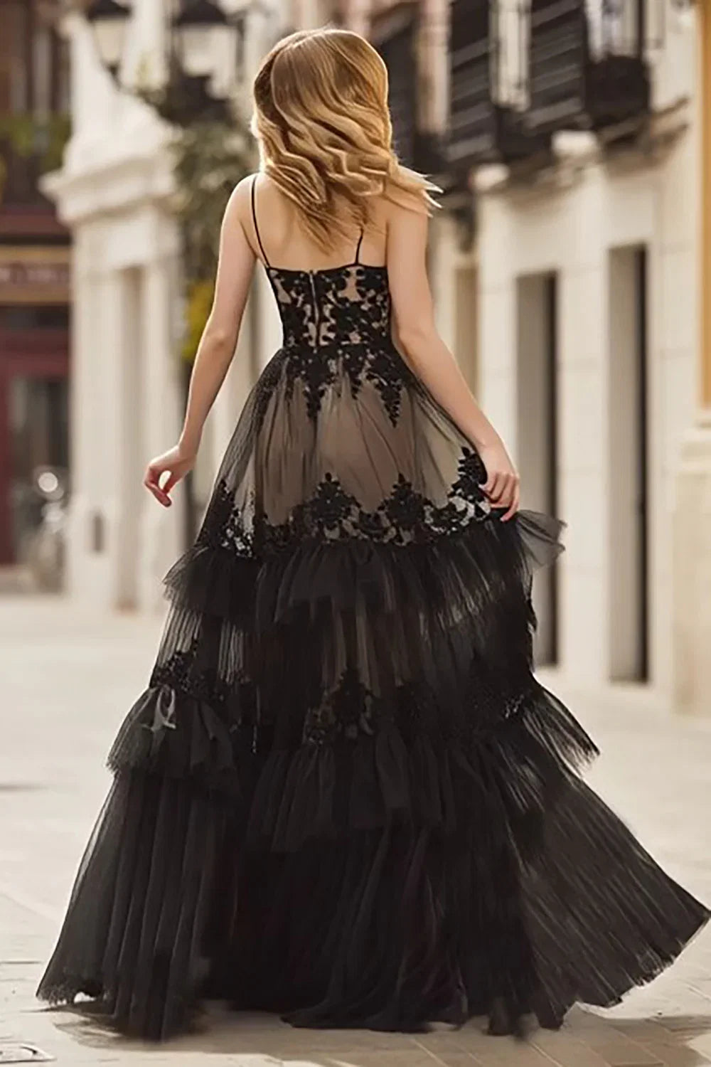 A-Line Spaghetti Straps Sleeveless Backless Floor-Length Prom Dress
