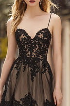 A-Line Spaghetti Straps Sleeveless Backless Floor-Length Prom Dress