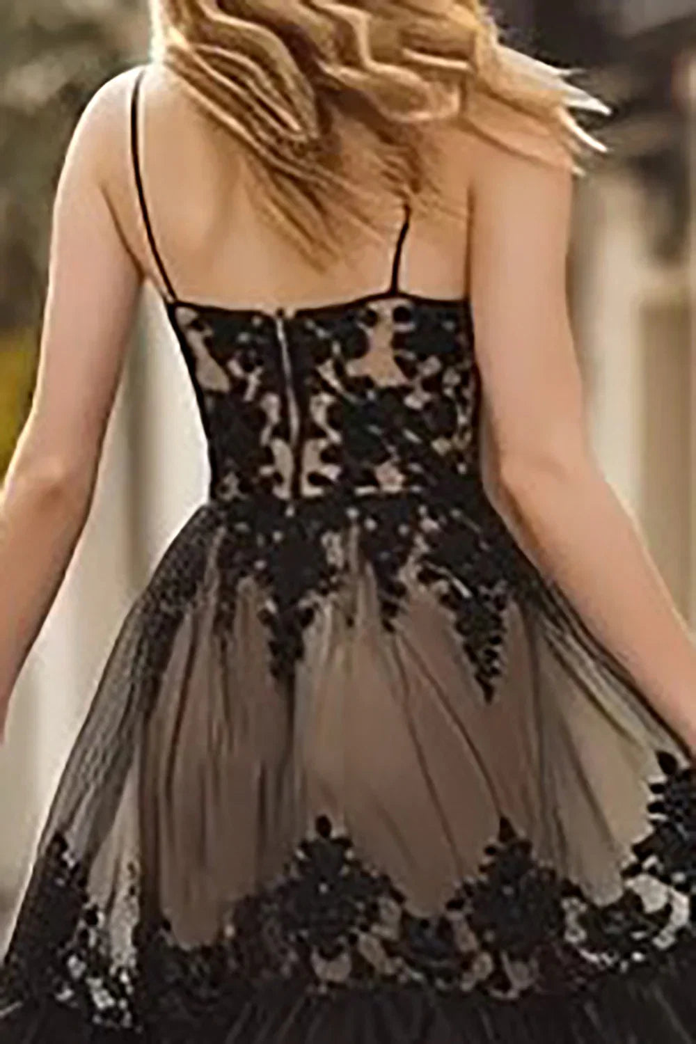 A-Line Spaghetti Straps Sleeveless Backless Floor-Length Prom Dress
