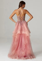 A-line Sweetheart-Neck Sleeveless Pleated Backless Floor Length Prom Dress
