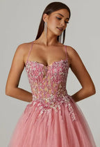 A-line Sweetheart-Neck Sleeveless Pleated Backless Floor Length Prom Dress