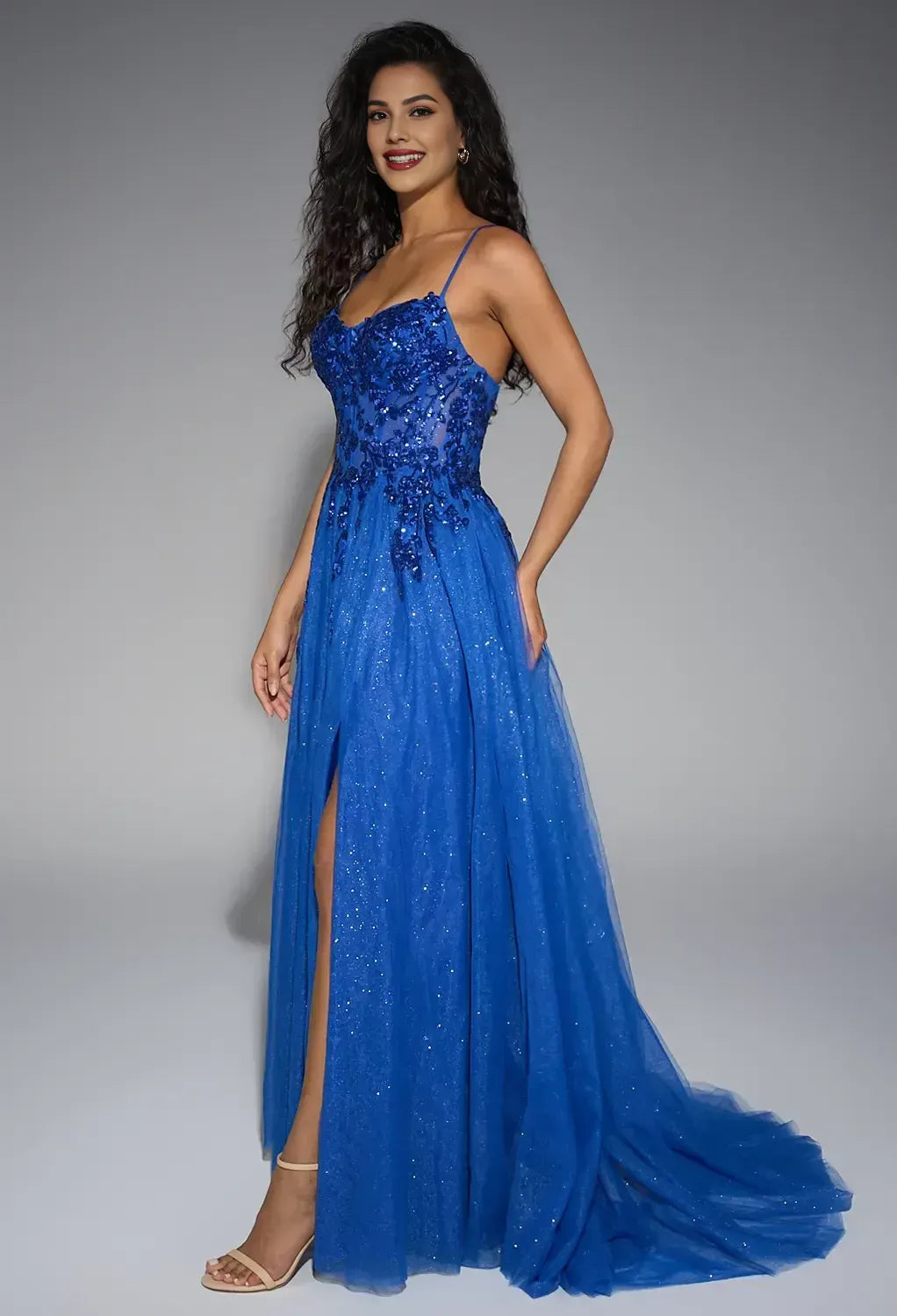A-line Sweetheart Neck Sleeveless Backless Floor Length Prom Dress