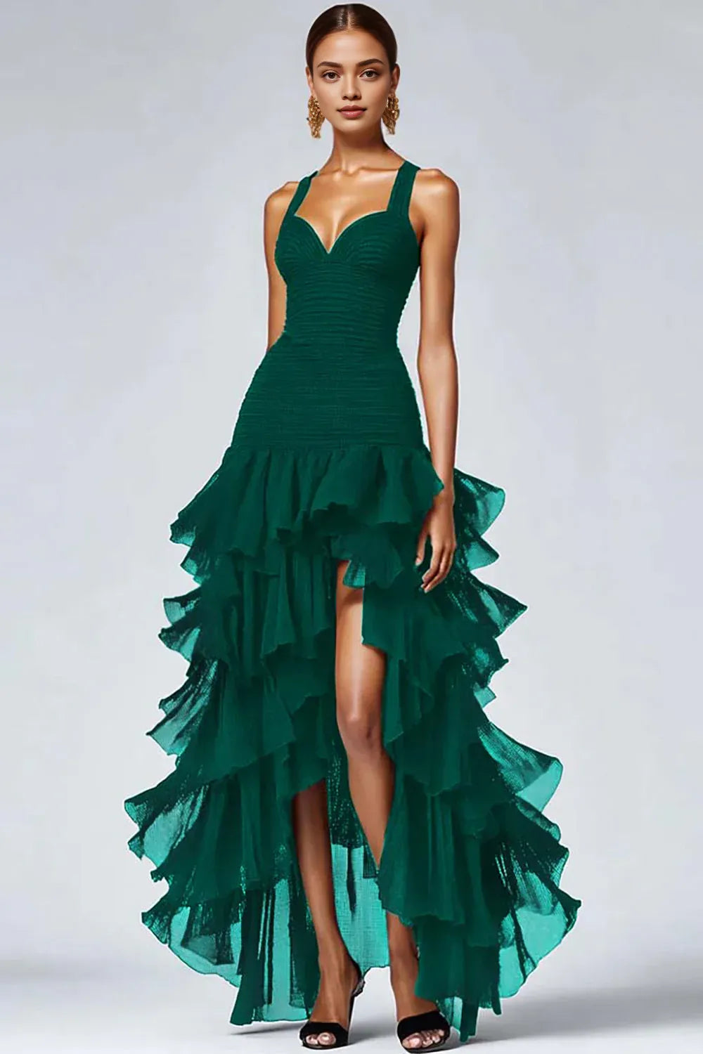 A Line Sweetheart Sleeveless High-Low Prom Dress