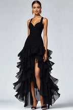 A Line Sweetheart Sleeveless High-Low Prom Dress