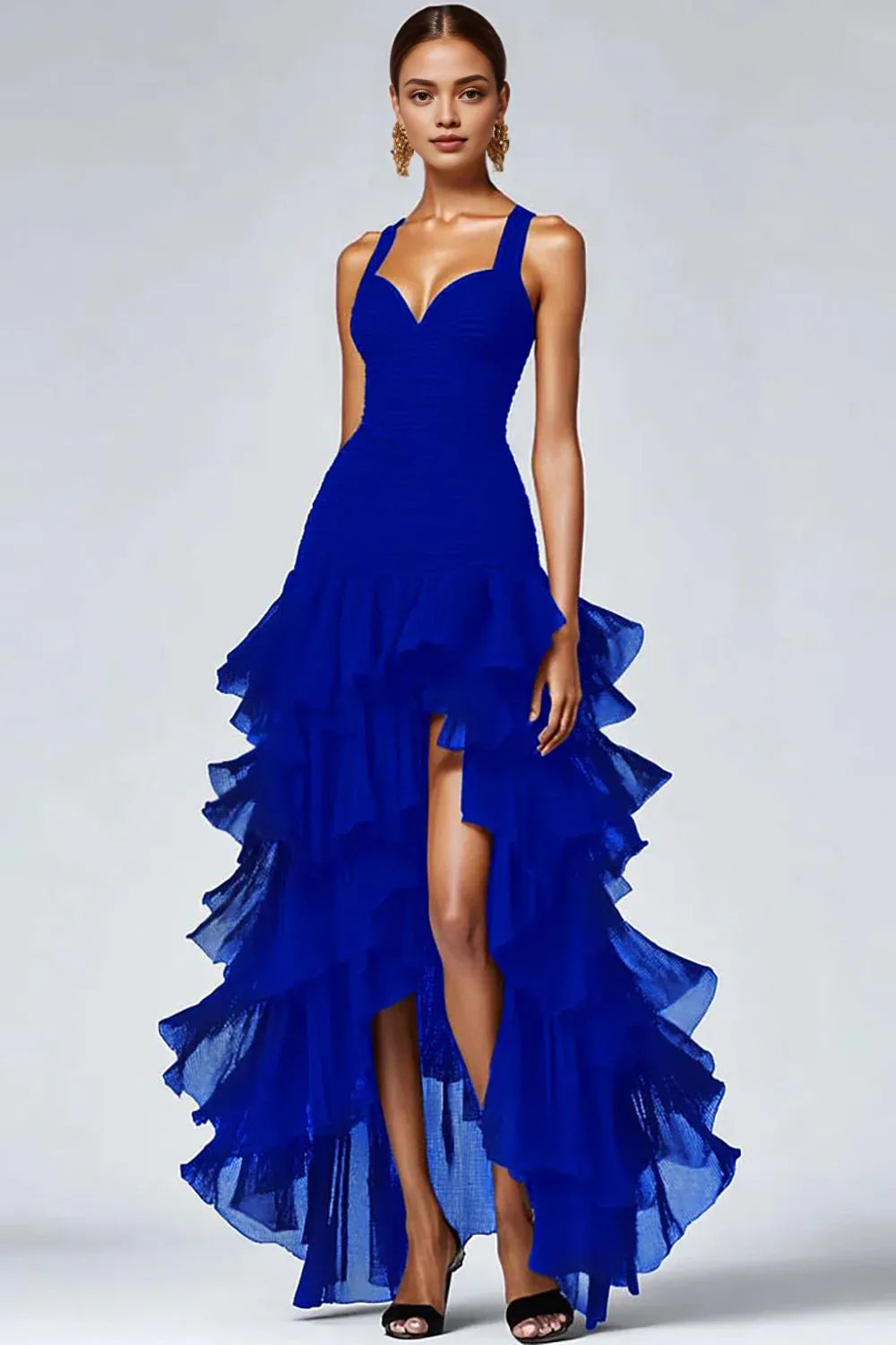 A Line Sweetheart Sleeveless High-Low Prom Dress
