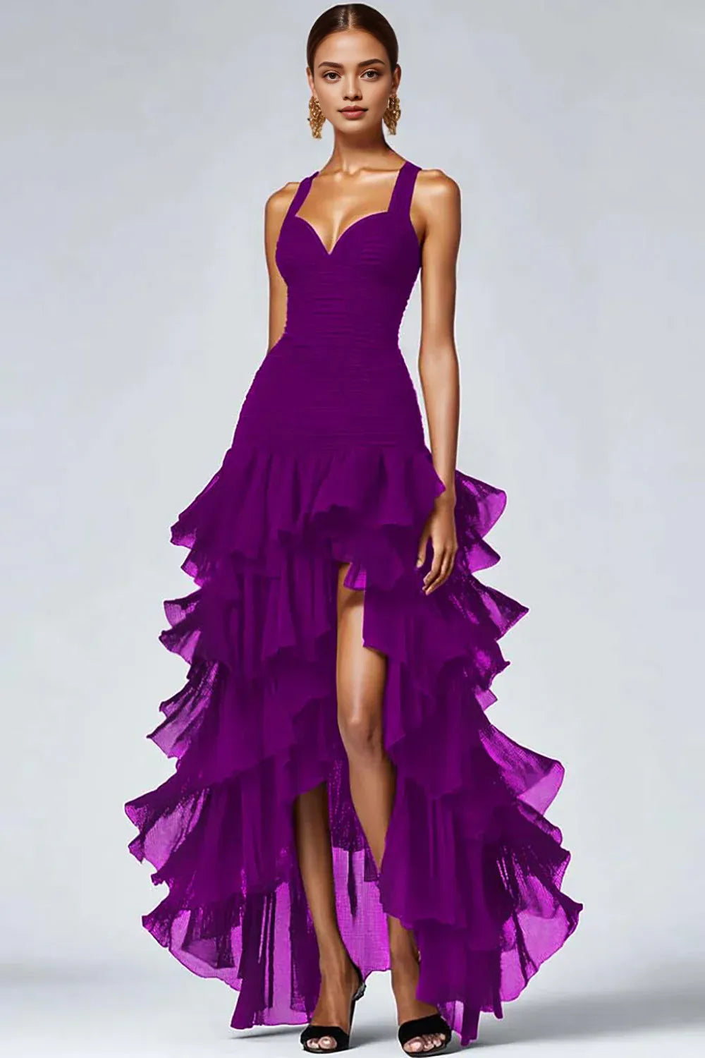 A Line Sweetheart Sleeveless High-Low Prom Dress