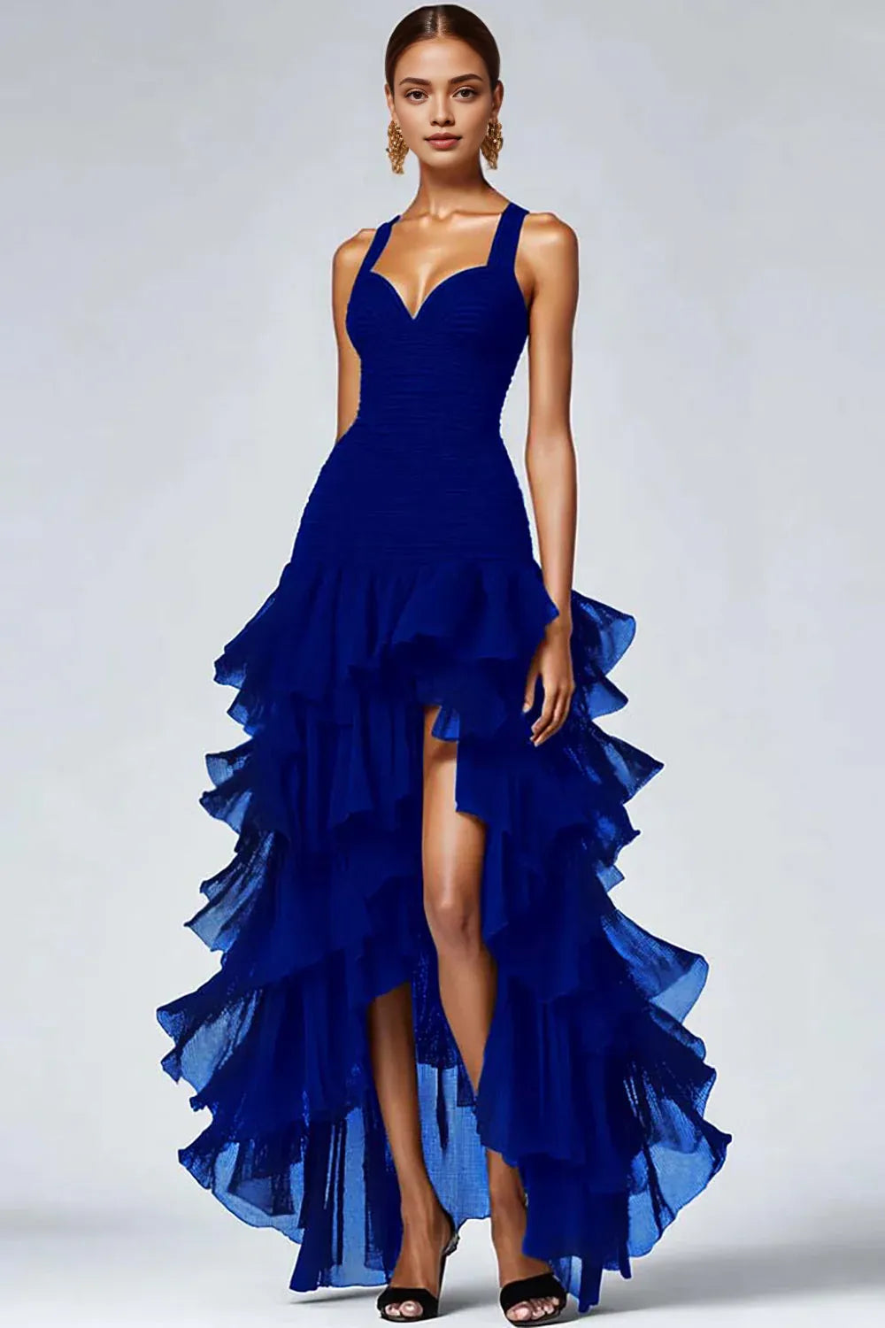 A Line Sweetheart Sleeveless High-Low Prom Dress