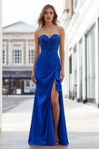 Mermaid/Trumpet Strapless Sleeveless Backless Floor-Length Prom Dress