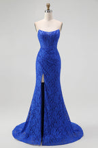 Mermaid/Trumpet Sweetheart Sleeveless Sweep/Brush Train Prom Dress