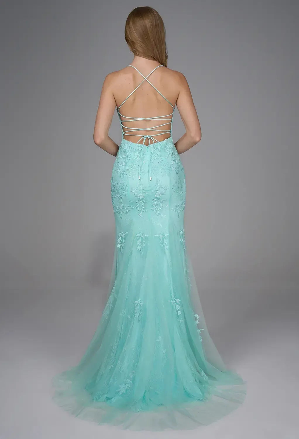 Mermaid/Trumpet U Neck Sleeveless Backless Floor Length Prom Dress
