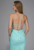 Mermaid/Trumpet U Neck Sleeveless Backless Floor Length Prom Dress