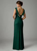 Sophisticated Satin Cowl Neck Ruched Waist Open Back Floor-Length Bridesmaid Dress