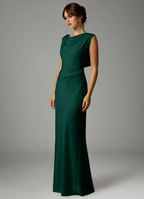 Sophisticated Satin Cowl Neck Ruched Waist Open Back Floor-Length Bridesmaid Dress