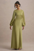 Sophisticated Sheath Mock Neck Puff Sleeve Cutout Back Floor Length Evening Dress