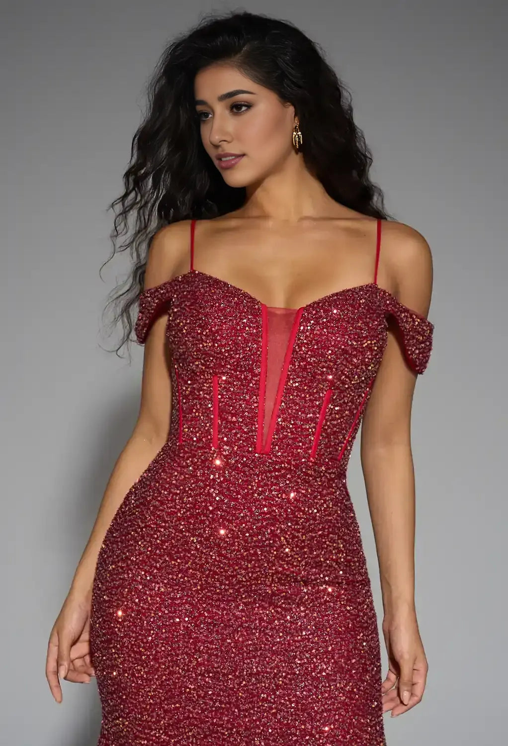 Mermaid Sweetheart Neckline Spaghetti Straps Floor Length Prom Dresses Sleeveless Corset Glamorous Glitter Evening Dresses