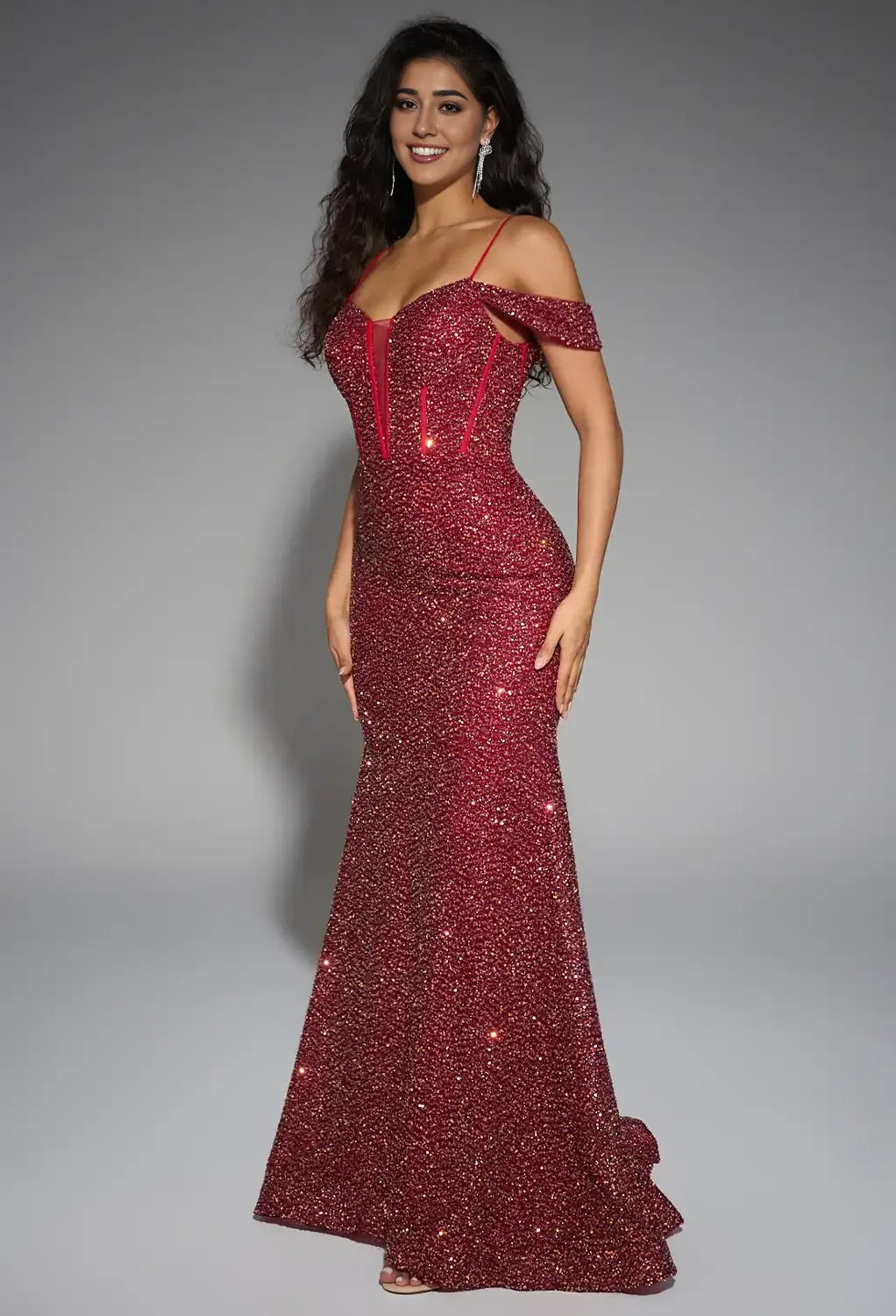Mermaid Sweetheart Neckline Spaghetti Straps Floor Length Prom Dresses Sleeveless Corset Glamorous Glitter Evening Dresses