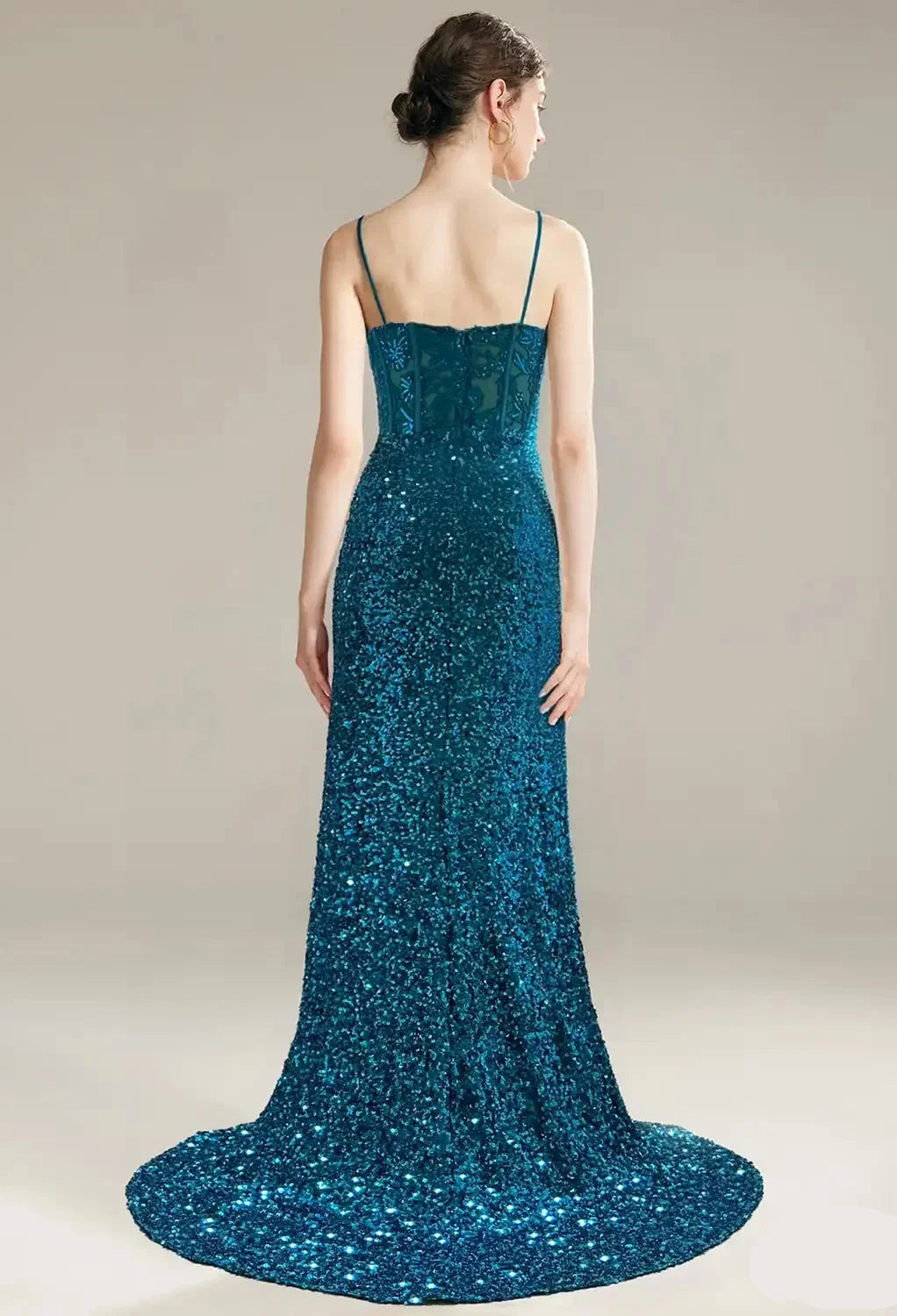 Mermaid Trumpet Spaghetti Straps Luxury Prom Dress Floor-Length Sleeveless Formal Evening Gown Cheap Evening Dresses