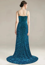 Mermaid Trumpet Spaghetti Straps Luxury Prom Dress Floor-Length Sleeveless Formal Evening Gown Cheap Evening Dresses