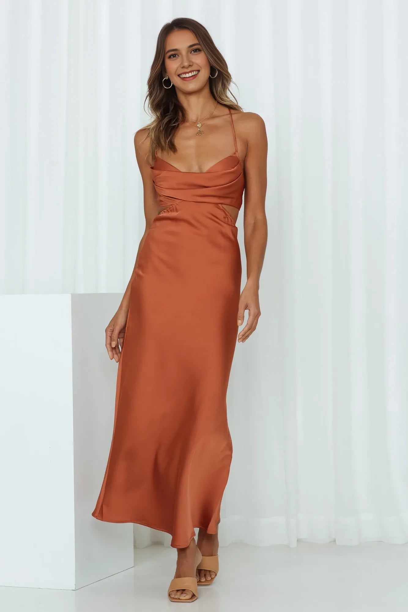 Spaghetti Straps Sleeveless Sheath Classic Off the shoulder Floor length Party Dress Hot Sale For ladies