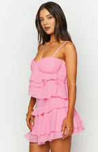 Spaghetti Straps Sleeveless Tiered Ruffle Prom Party Homecoming Dresses Backless Pleats Custom Sexy Party Dresses