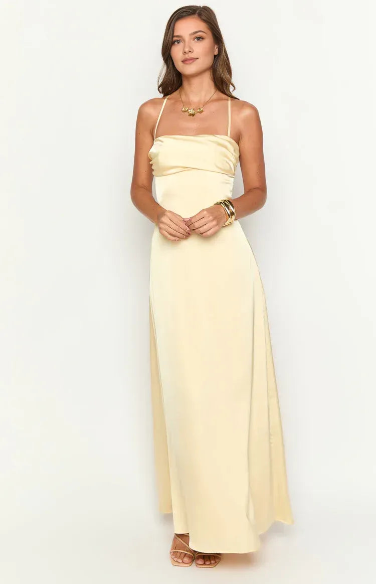 Spaghetti Straps Square Neck Long Graduation Party Dresses Backless Sleeveless Pleats Affordable Strapless Prom Dresses