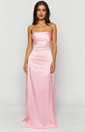 Spaghetti Straps Square Neck Long Graduation Party Dresses Backless Sleeveless Pleats Affordable Strapless Prom Dresses