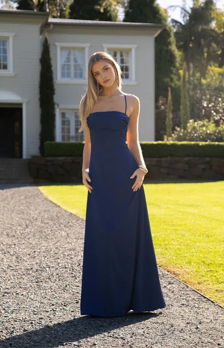 Spaghetti Straps Square Neck Long Graduation Party Dresses Backless Sleeveless Pleats Affordable Strapless Prom Dresses
