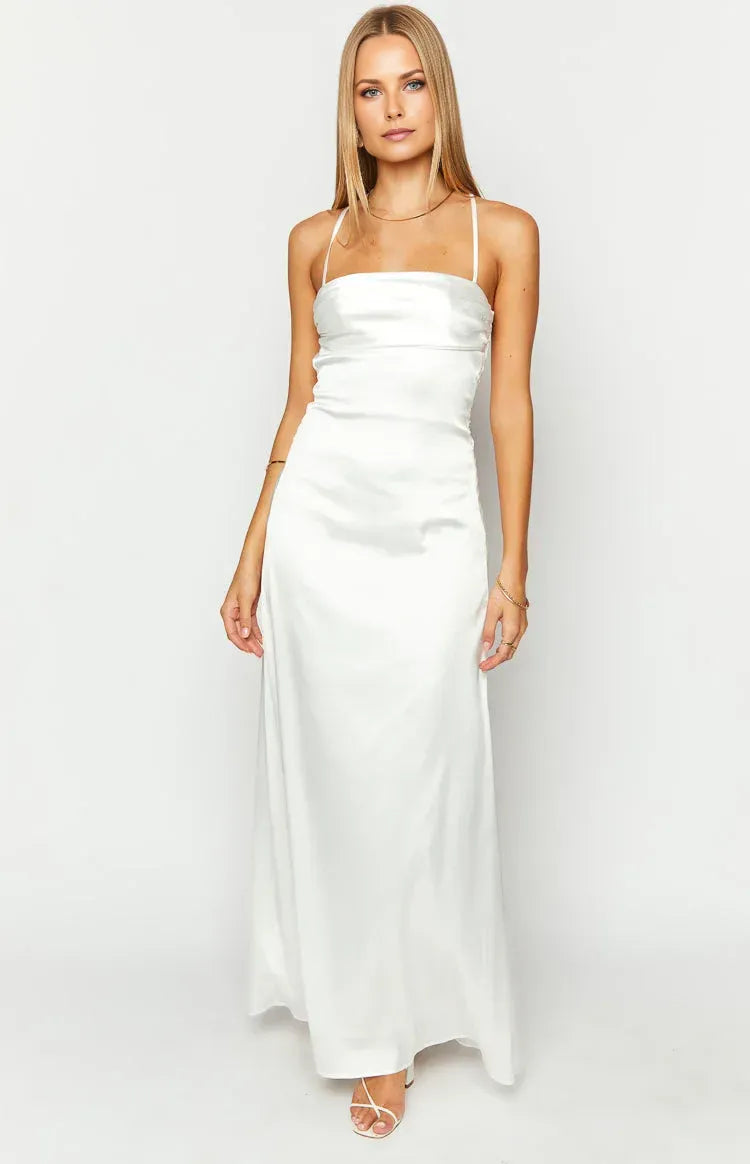Spaghetti Straps Square Neck Long Graduation Party Dresses Backless Sleeveless Pleats Affordable Strapless Prom Dresses