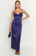 Spaghetti Straps V Neck Long Graduation Party Dresses Backless Sleeveless Pleats Formal Elegant Prom Dresses for Ladies With Slit