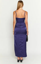 Spaghetti Straps V Neck Long Graduation Party Dresses Backless Sleeveless Pleats Formal Elegant Prom Dresses for Ladies With Slit