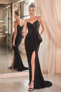 Spaghetti Straps V Neck Trumpet Sequins Appliques Evening Dress With Side Slit Discount Floor Length Prom Dresses