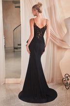 Spaghetti Straps V Neck Trumpet Sequins Appliques Evening Dress With Side Slit Discount Floor Length Prom Dresses