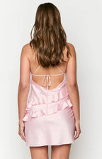 Spaghetti Straps Short Graduation Homecoming Dresses Ruffle Backless Sleeveless Sexy Knee Length Cocktail Dresses Casual Shift Party Dresses