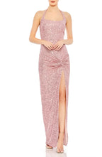 Sparkle Fitted Halter Neck Sleeveless Floor-Length Prom Dress