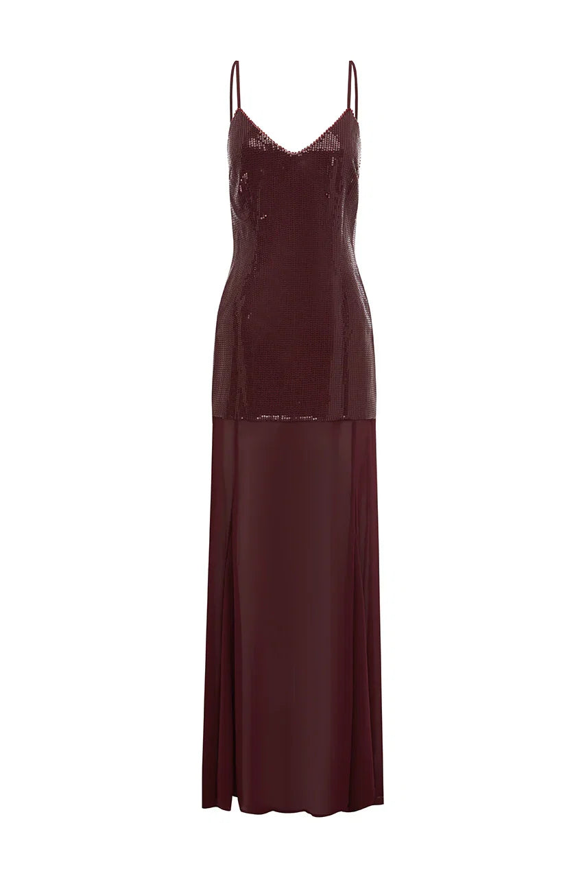 Sparkle Sheath/Column Deep V Neck Sleeveless Sequins Backless Floor-Length Prom Dress