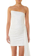 Sparkle Sheath/Column Off the Shoulder Sleeveless Sequins Short-Mini Wedding Dress
