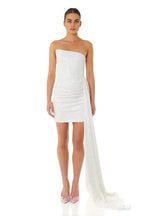 Sparkle Sheath/Column Off the Shoulder Sleeveless Sequins Short-Mini Wedding Dress
