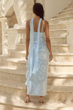 Sparkle Sheath/Column Square Neck Sleeveless Sequins Ankle-Length Prom Dress