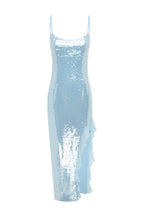 Sparkle Sheath/Column Square Neck Sleeveless Sequins Ankle-Length Prom Dress