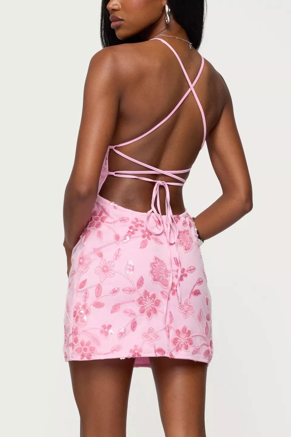 Sparkle Sheath/Column V Neck Sleeveless Short-Mini Homecoming Dress