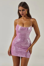 Sparkle Sheath Scoop Neck Sleeveless Sequins Backless Short-Mini Homecoming Dress