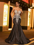 Sparkle Trumpet/Mermaid Illusion Neck Sleeveless Backless Sweep/Brush Train Prom Dress